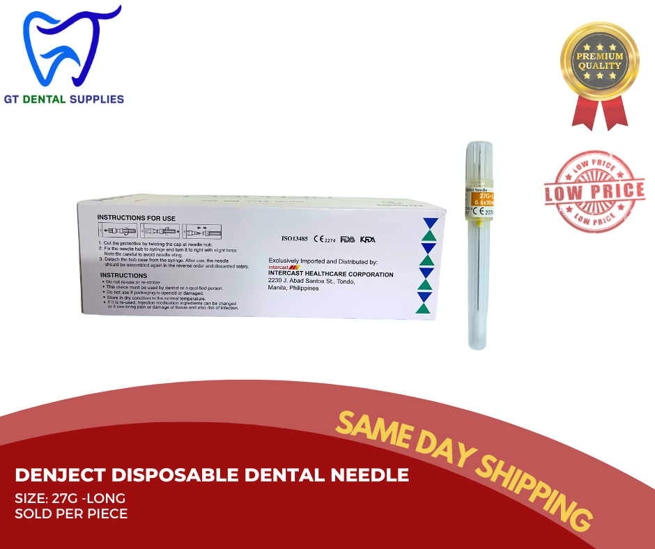 Long Denject Disposable Dental Needle | 27G.