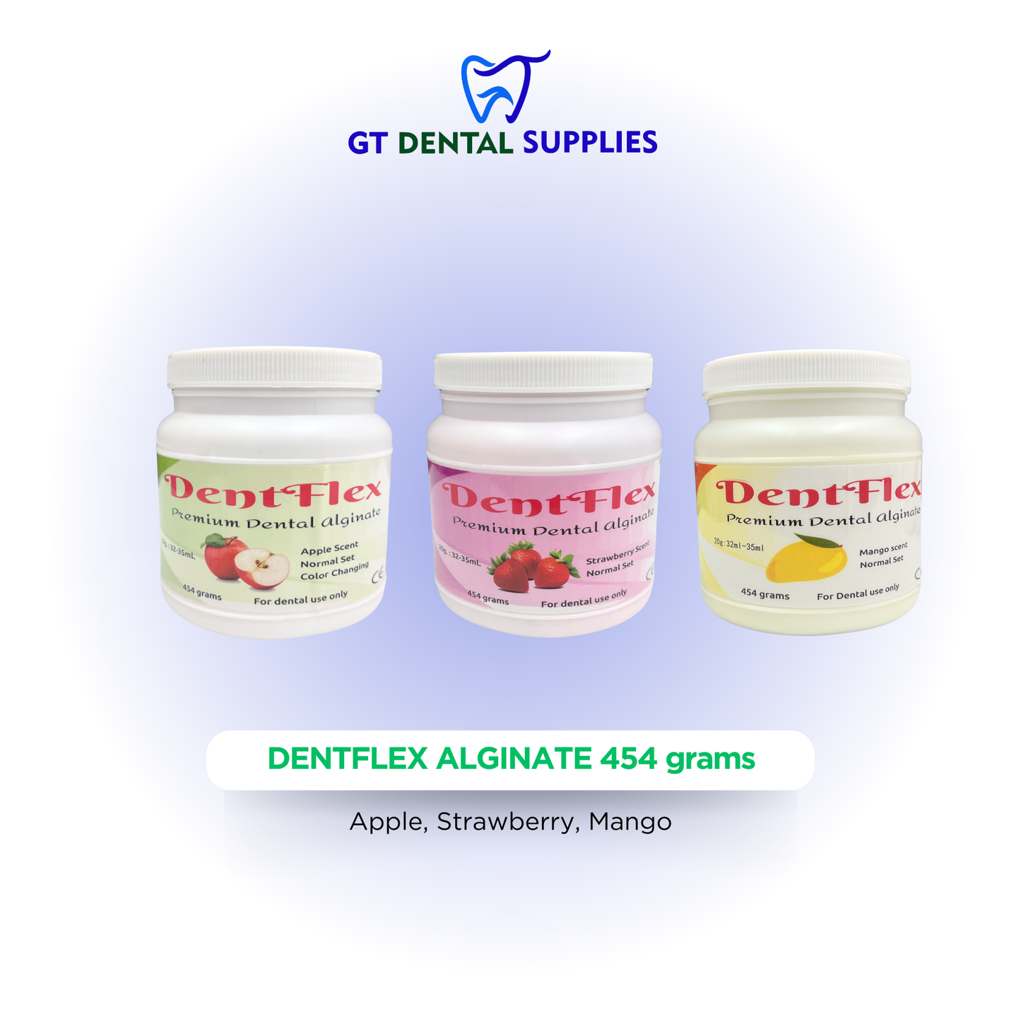 Dental Alginate Impression Material 454 g | Fast Setting Powder Alginate | Apple Strawberry Mango Flavor