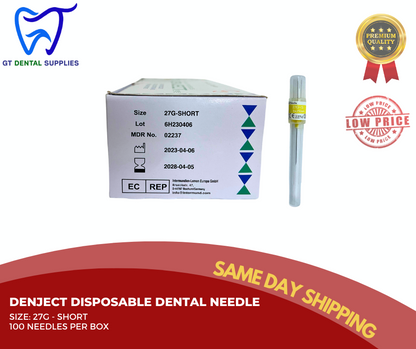 Short Denject Disposable Dental Needle | 27G.