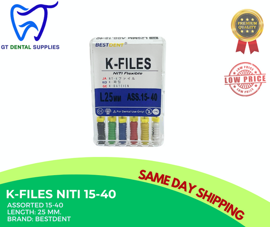 K-Files NiTi Assorted | 15-40 & 45-80 L25 mm.
