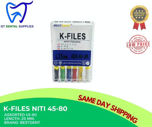 K-Files NiTi Assorted | 15-40 & 45-80 L25 mm.
